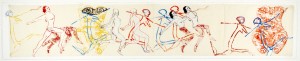 NANCY SPERO To the revolution, 1981 Handdruck, Malerei und Collage auf Papier 52 x 288 cm Courtesy Barbara Gross Galerie, Mnchen